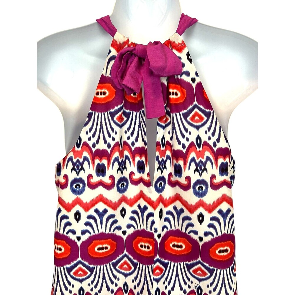 Trina Turk Blue Pink Orange Menara Ikat Genevieve Halter Dress Size 2 - Picture 10 of 15